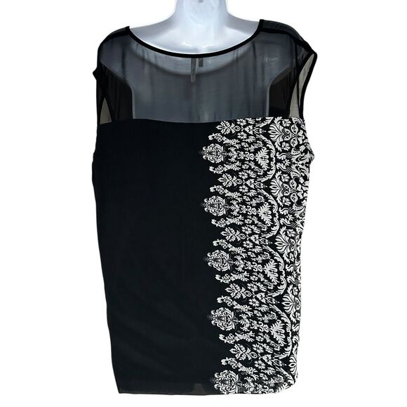 Studio Y Black White Pattern Block Shell Top Size XL - Picture 4 of 7